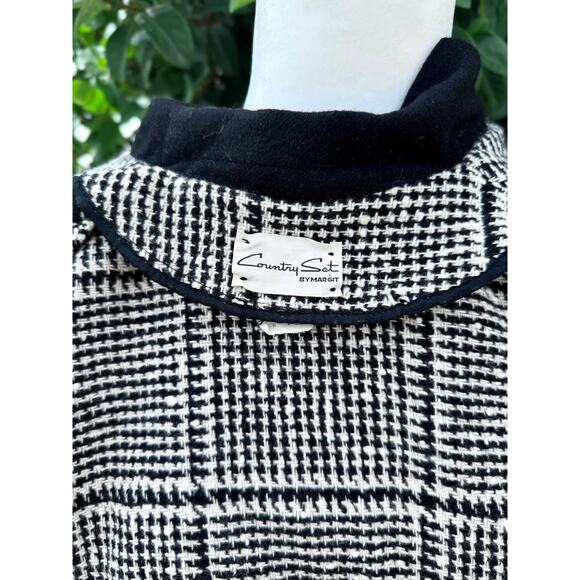 Vintage 60s Wool Houndstooth Cropped Blazer Black & White XS–S - Picture 3 of 16